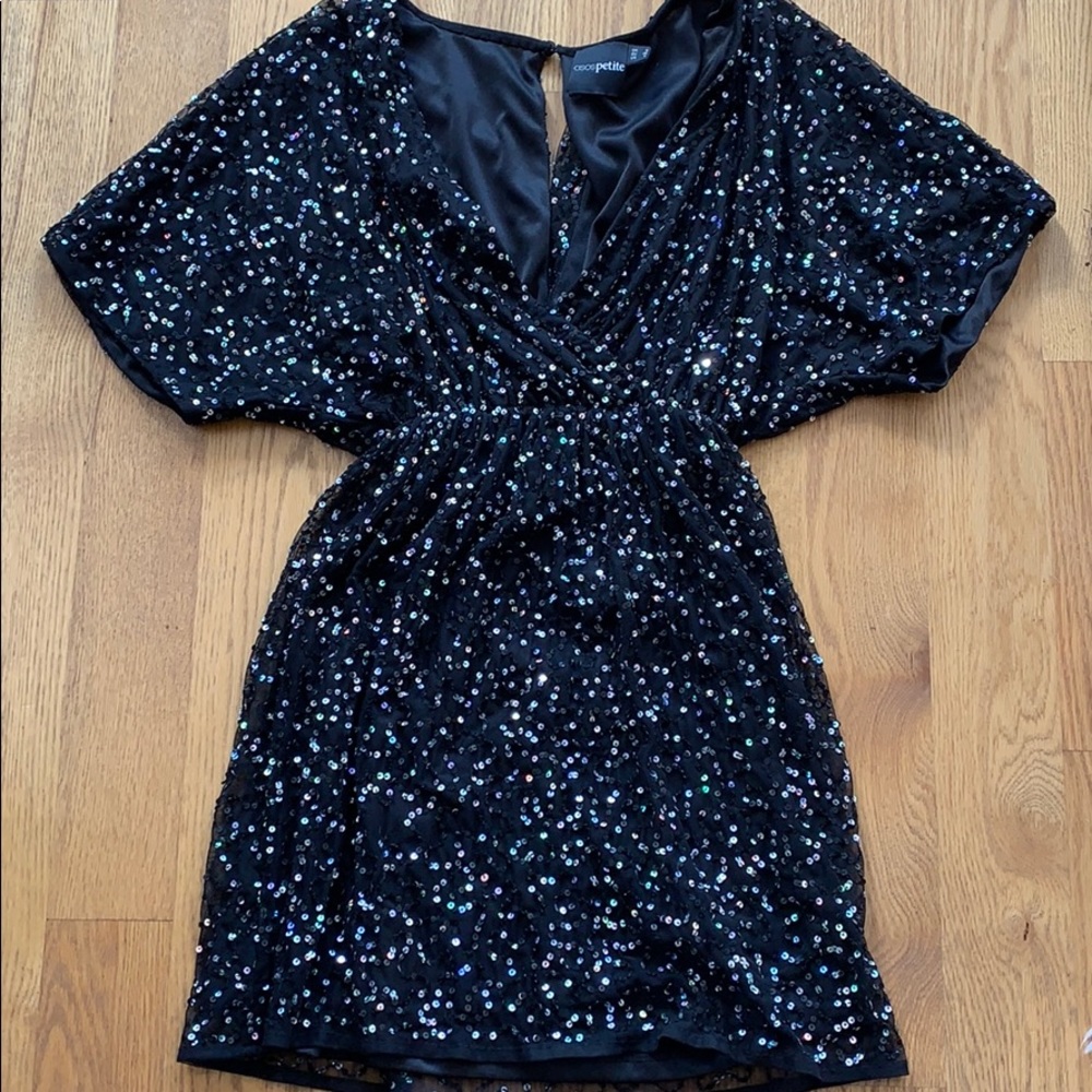 Black Sequin Kimono Dress